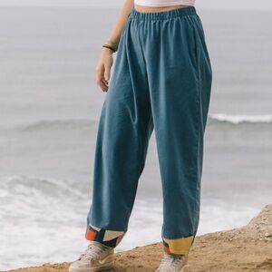 Colorful Cuffed Blue Pants